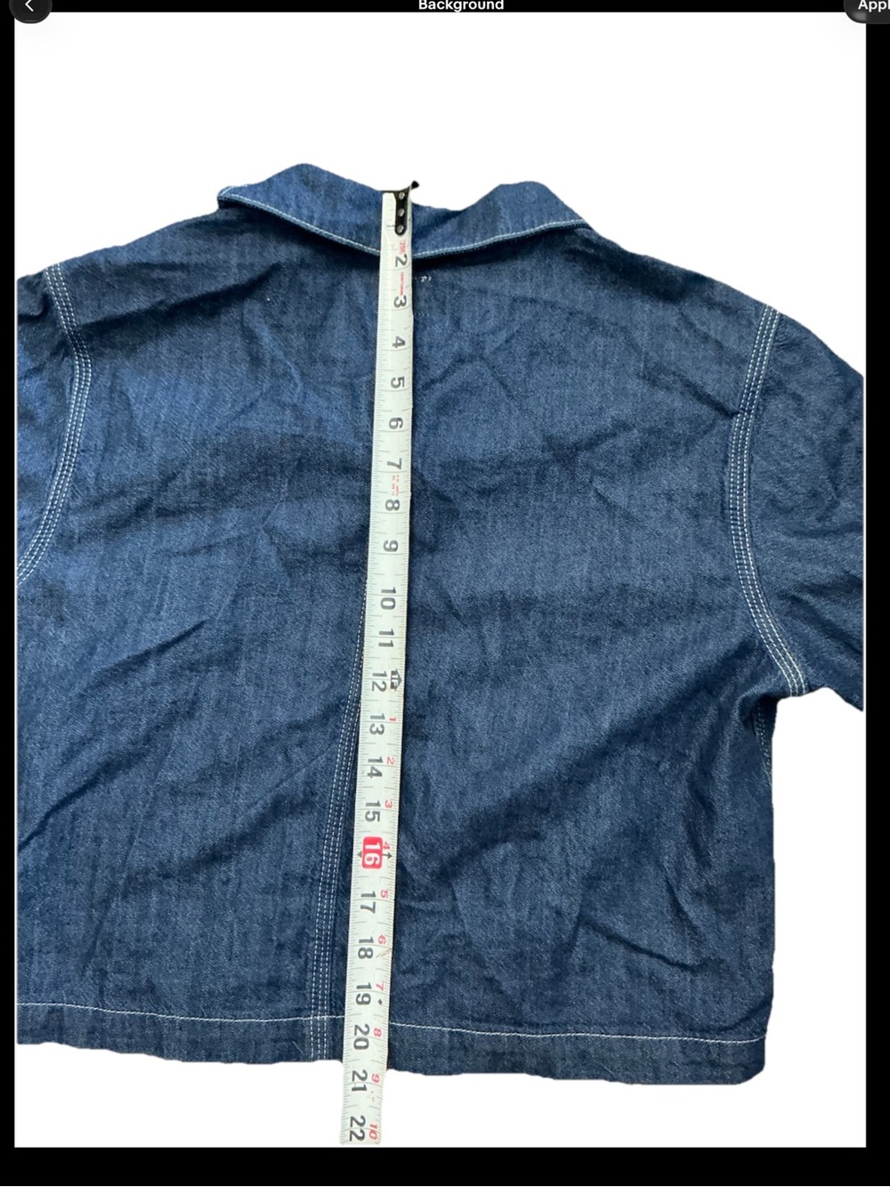 Lee Workwear Cropped Denim Chore Shirt Jacket Medium Dark Utility Button Front - Picture 3 of 8